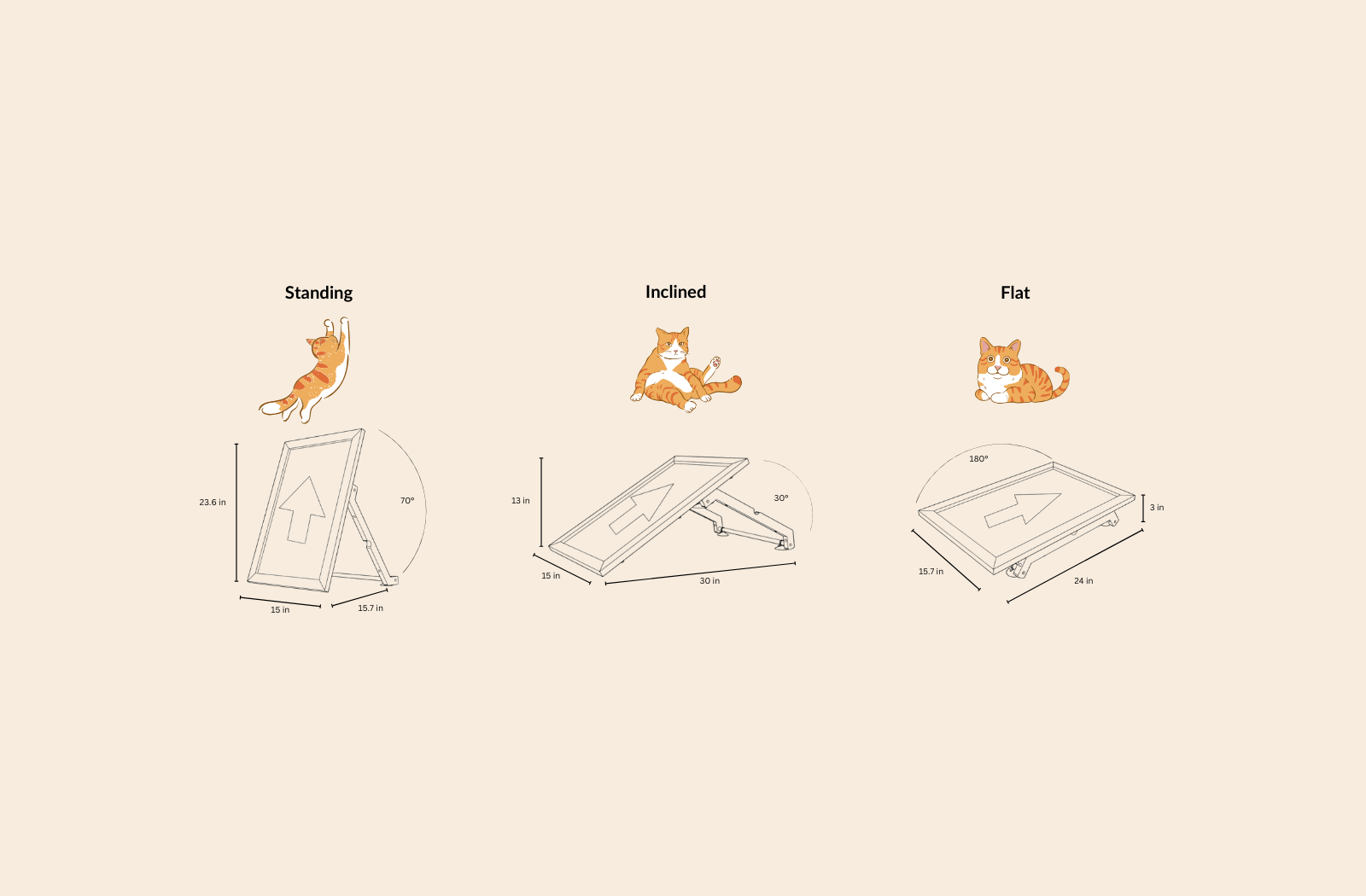 Art Scratcher Frame Dimensions and Supported inclinations